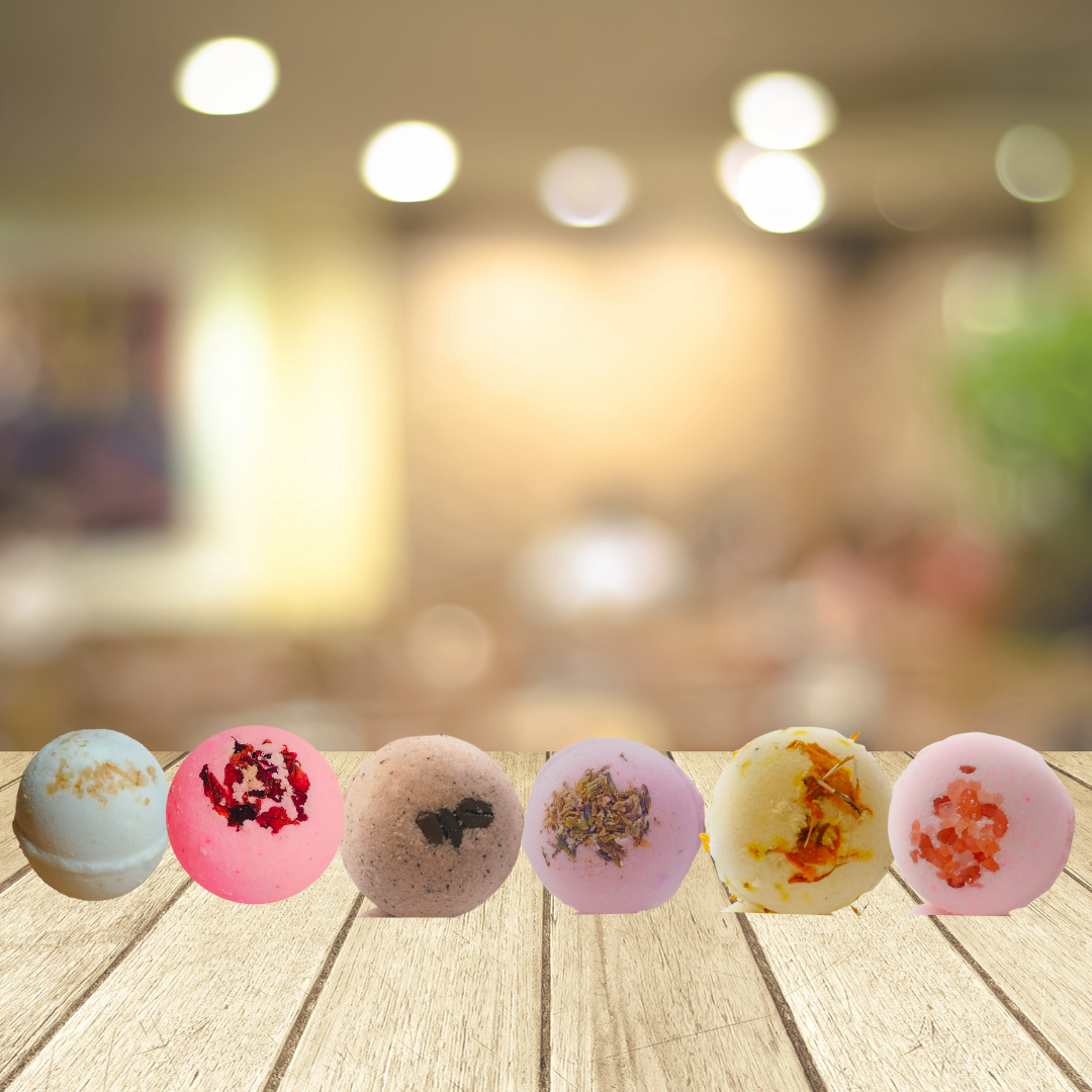 Aaranyam | Bath Bomb - a perfect gift for women, Men -contains Rose petals, Coffee, Callandulla, Oats, Pink salt, Lavender |Refreshing hot water bath hydrating moisturizing enchanting rose (75 g) each pack of 6