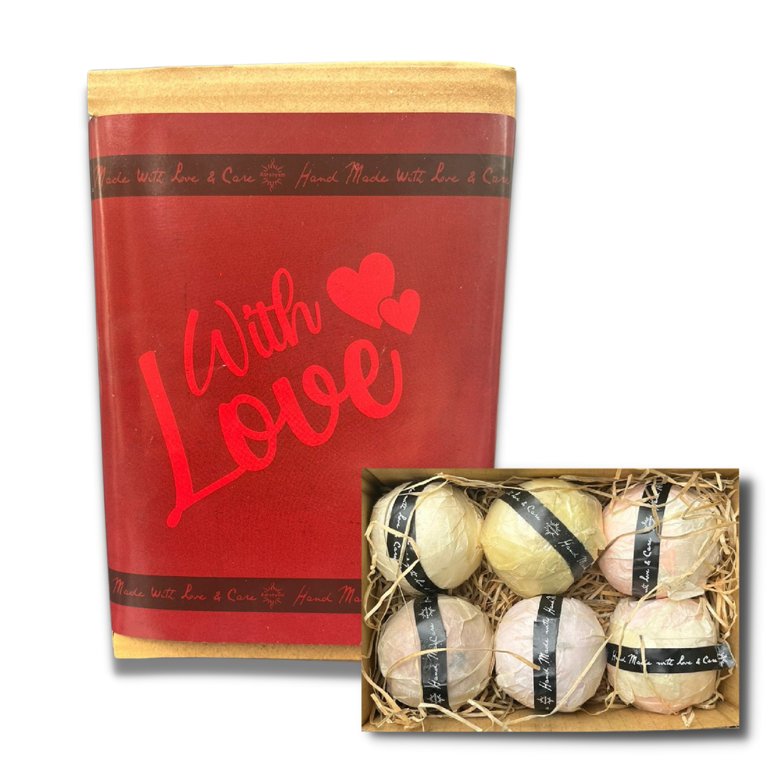 Aaranyam | Bath Bomb - a perfect gift for women, Men -contains Rose petals, Coffee, Callandulla, Oats, Pink salt, Lavender |Refreshing hot water bath hydrating moisturizing enchanting rose (75 g) each pack of 6