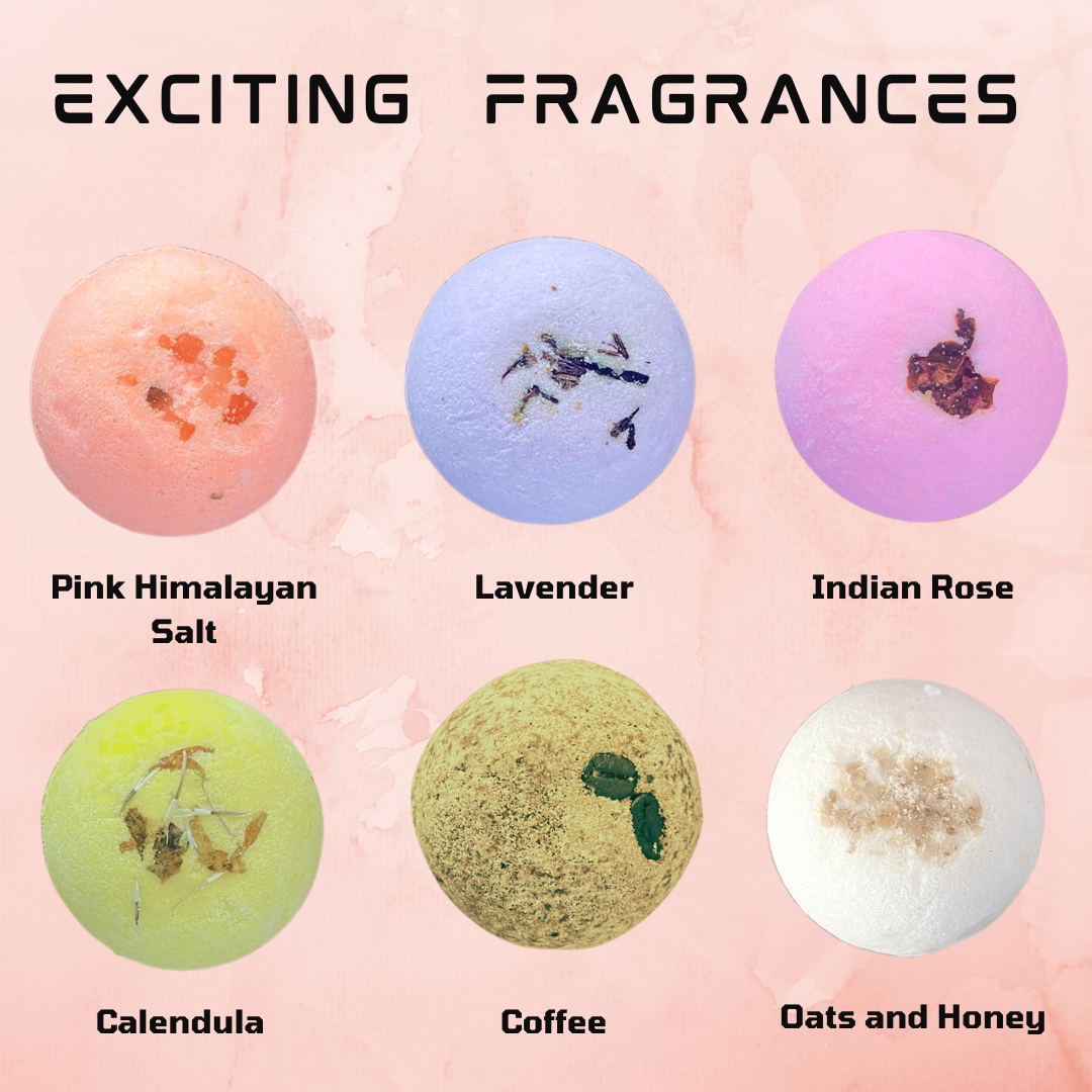 Aaranyam | Bath Bomb - a perfect gift for women, Men -contains Rose petals, Coffee, Callandulla, Oats, Pink salt, Lavender |Refreshing hot water bath hydrating moisturizing enchanting rose (75 g) each pack of 6