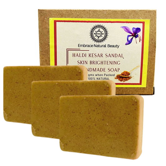Aaranyam Haldi Chandan & Kesar Handmade Bath Soap Turmeric, Sandalwood & Saffron Magic Soaps For Bath | Paraben Free | | Handmade Soaps For Men & Women