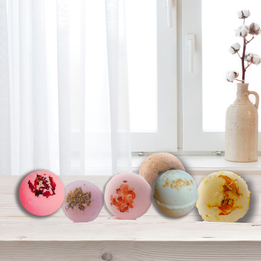 Aaranyam | Bath Bomb - a perfect gift for women, Men -contains Rose petals, Coffee, Callandulla, Oats, Pink salt, Lavender |Refreshing hot water bath hydrating moisturizing enchanting rose (75 g) each pack of 6