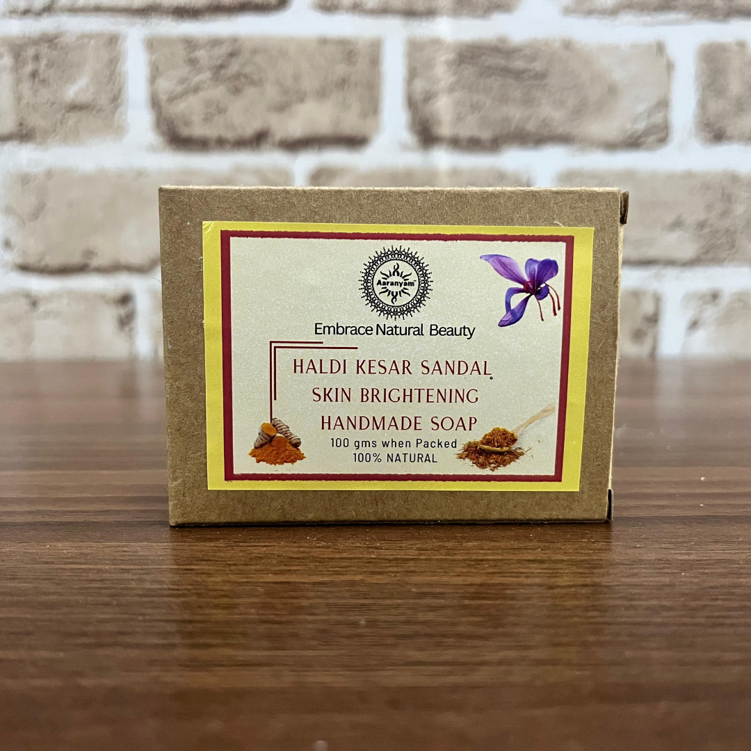 Aaranyam Haldi Chandan & Kesar Handmade Bath Soap Turmeric, Sandalwood & Saffron Magic Soaps For Bath | Paraben Free | | Handmade Soaps For Men & Women