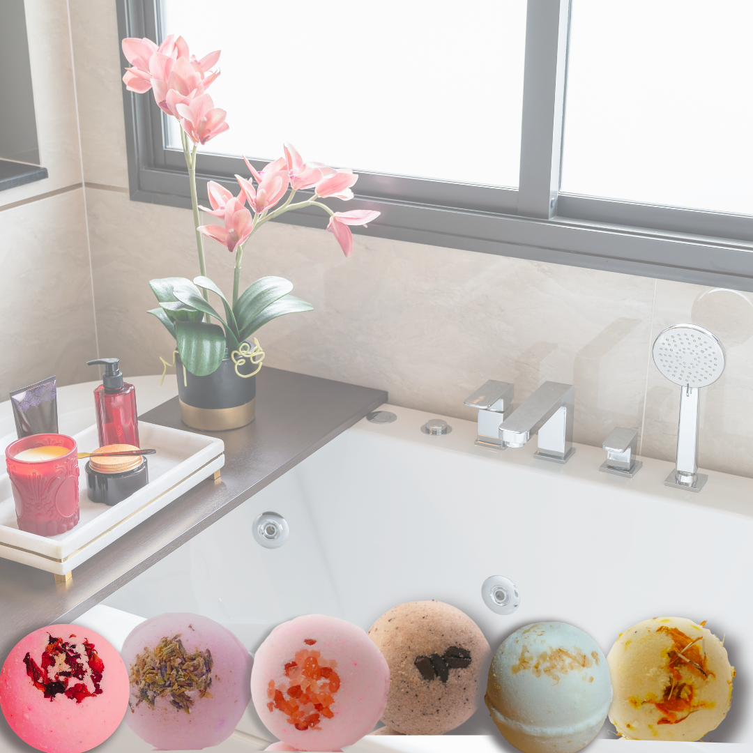 Aaranyam | Bath Bomb - a perfect gift for women, Men -contains Rose petals, Coffee, Callandulla, Oats, Pink salt, Lavender |Refreshing hot water bath hydrating moisturizing enchanting rose (75 g) each pack of 6