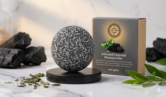 Detoxing Charcoal Shampoo Bar (pack of 3) for Men-Women Castor oil & Tea tree essential oil Shampoo Bar for extra oily Hair, 100% Biodegradable - 100g