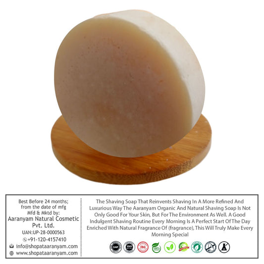 Organic herbal shaving soap bar in eco-friendly packaging