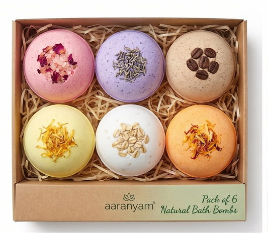 6-Piece Botanical Bath Fizzer Collection – Essential Oil Infused Self-Care Kit for Stress Relief- Rose Petals, Coffee, Calendula, Oats, Pink Salt, Lavender | Hydrating Bliss for Relaxing Hot Water Baths (75 g Each), Pack of 6