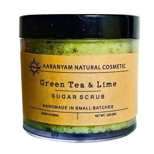 Aaranyam | Organic Natural | Green Tea & Lime Refreshing Sugar Scrub Men-Women, Boys-Girls-120 grams each