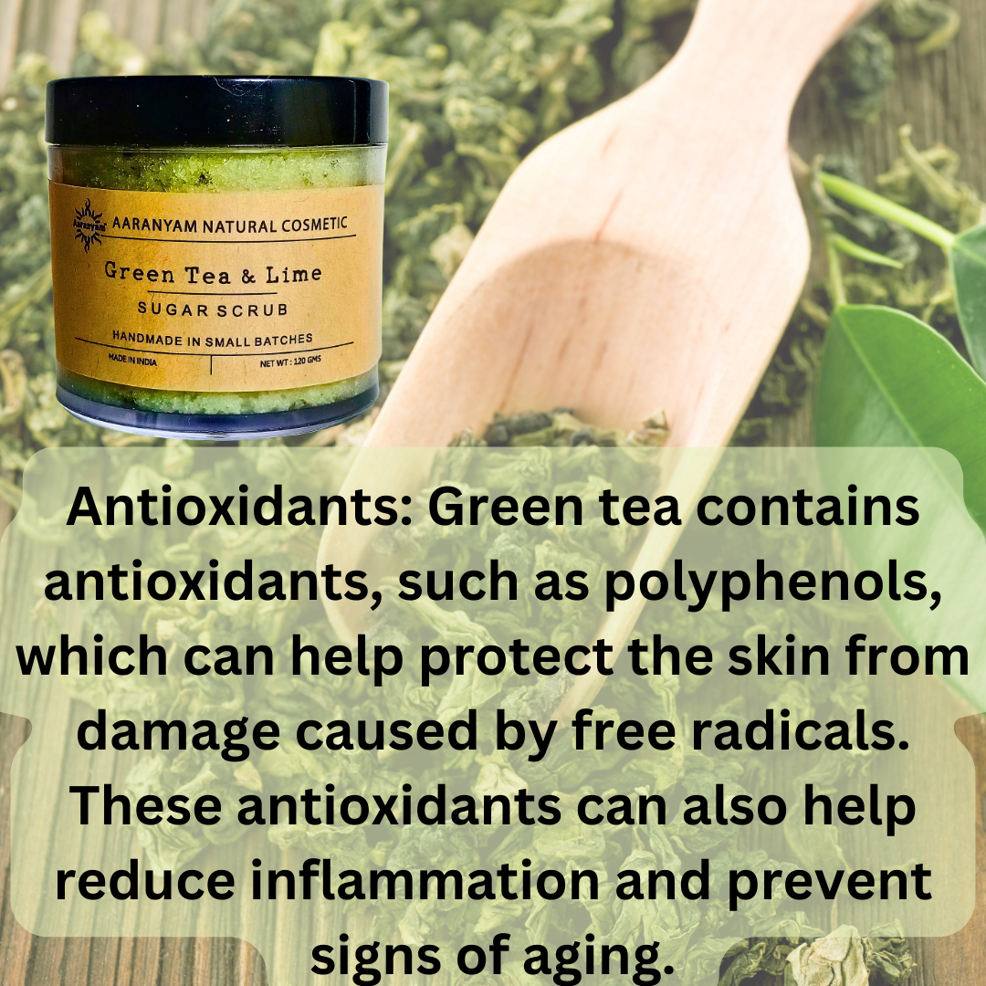 Aaranyam | Organic Natural | Green Tea & Lime Refreshing Sugar Scrub Men-Women, Boys-Girls-120 grams each