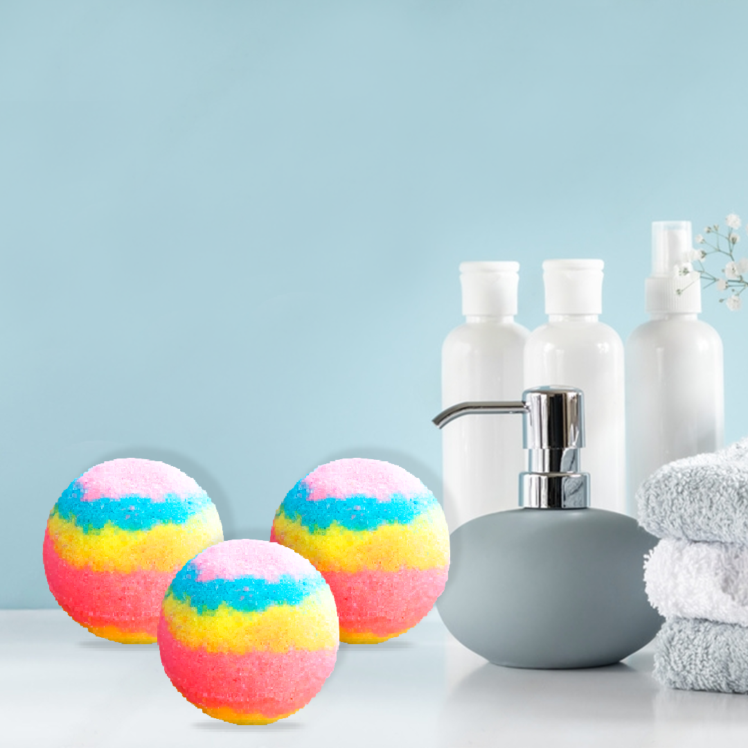rainbow -strawberry Bath Bomb-Fizzy Aromatic Bath Bomb for kids (75g Each) - Pack of 3