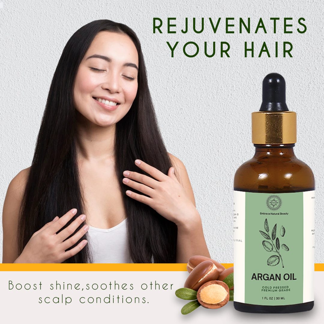 Moroccan Argan oil nourishes and strengthens strands, reducing breakage and split ends.