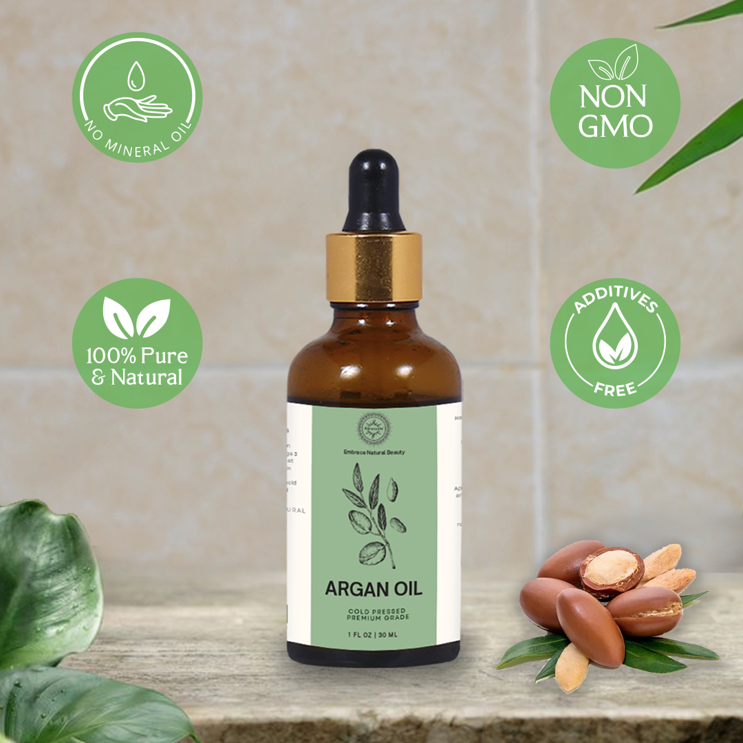 Argan oil also reduces oily, acne-prone skin by unclogging pores.