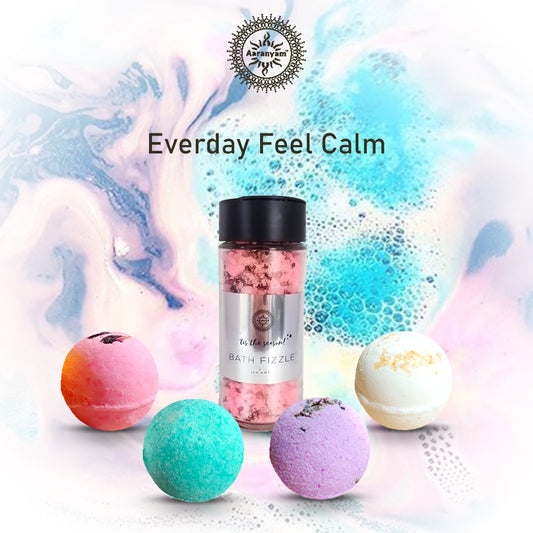 Zen Spa gift set for women _ Bath Bomb -Rose, Oats, Lavender , Jasmin 75 gms each with bath Fizzle (pink salt, Epsom salt dry rose petals ) |Refreshing hot water bath hydrating