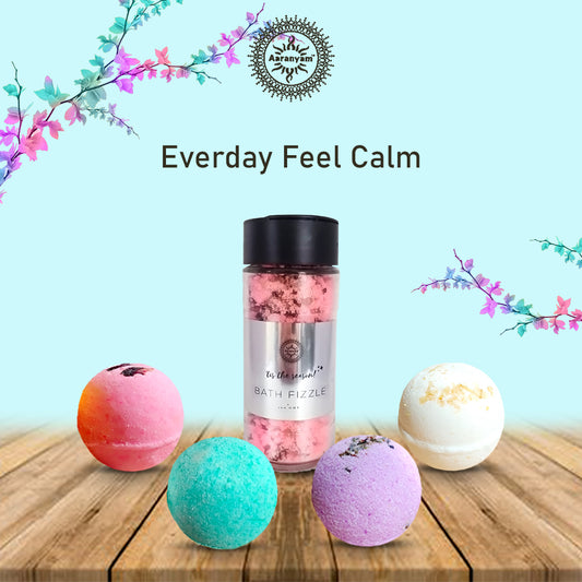 Zen Spa gift set for women _ Bath Bomb -Rose, Oats, Lavender , Jasmin 75 gms each with bath Fizzle (pink salt, Epsom salt dry rose petals ) |Refreshing hot water bath hydrating