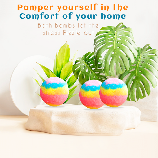 rainbow -strawberry Bath Bomb-Fizzy Aromatic Bath Bomb for kids (75g Each) - Pack of 3