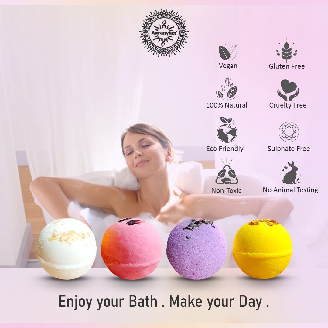 Aaranyam Orange & Lemon Bath Bomb-Fizzy Aromatic Bath Bomb (75g Each) - Pack of - 6