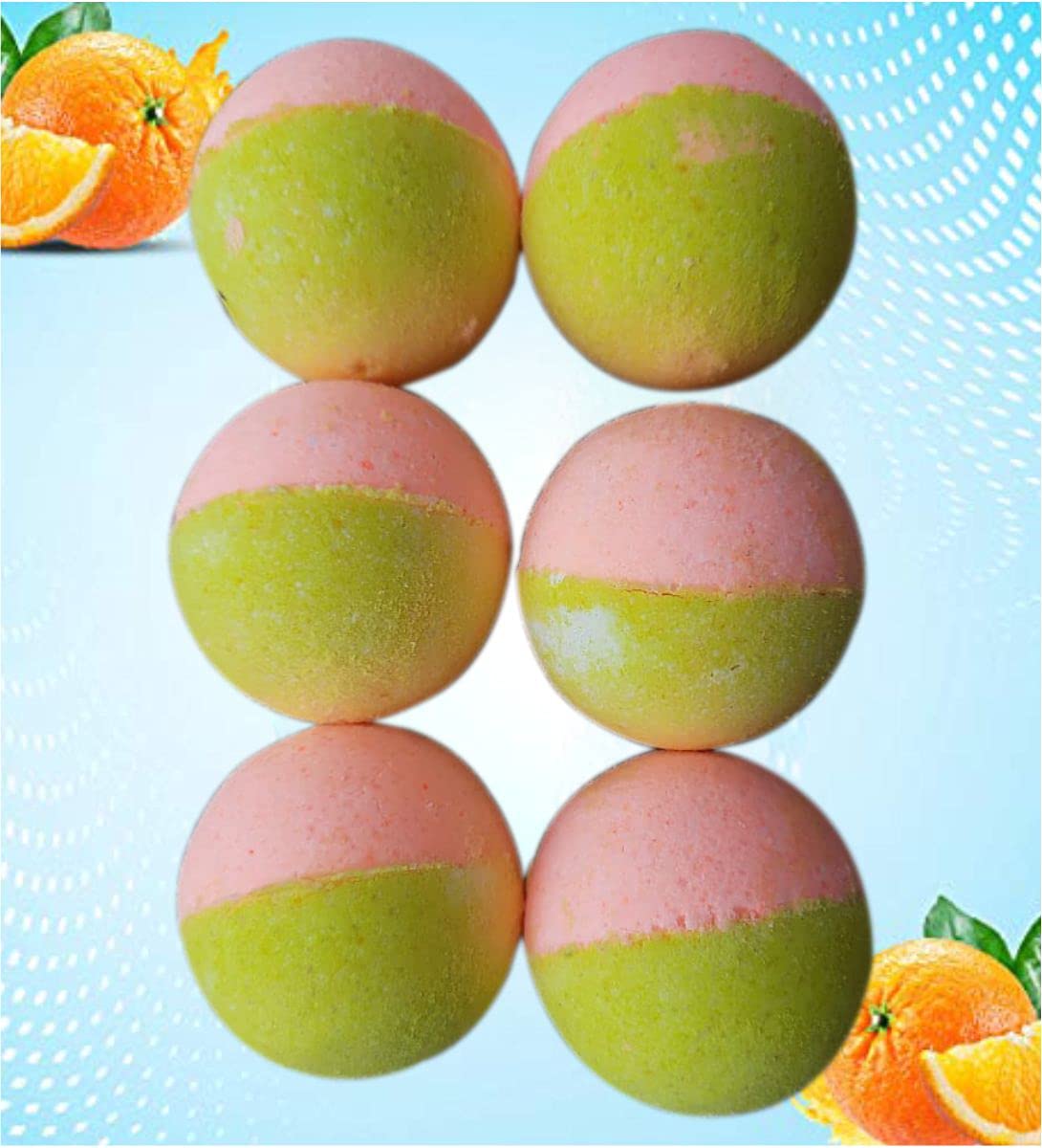 Aaranyam Orange & Lemon Bath Bomb-Fizzy Aromatic Bath Bomb (75g Each) - Pack of - 6