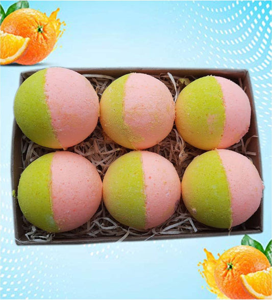 Aaranyam Orange & Lemon Bath Bomb-Fizzy Aromatic Bath Bomb (75g Each) - Pack of - 6