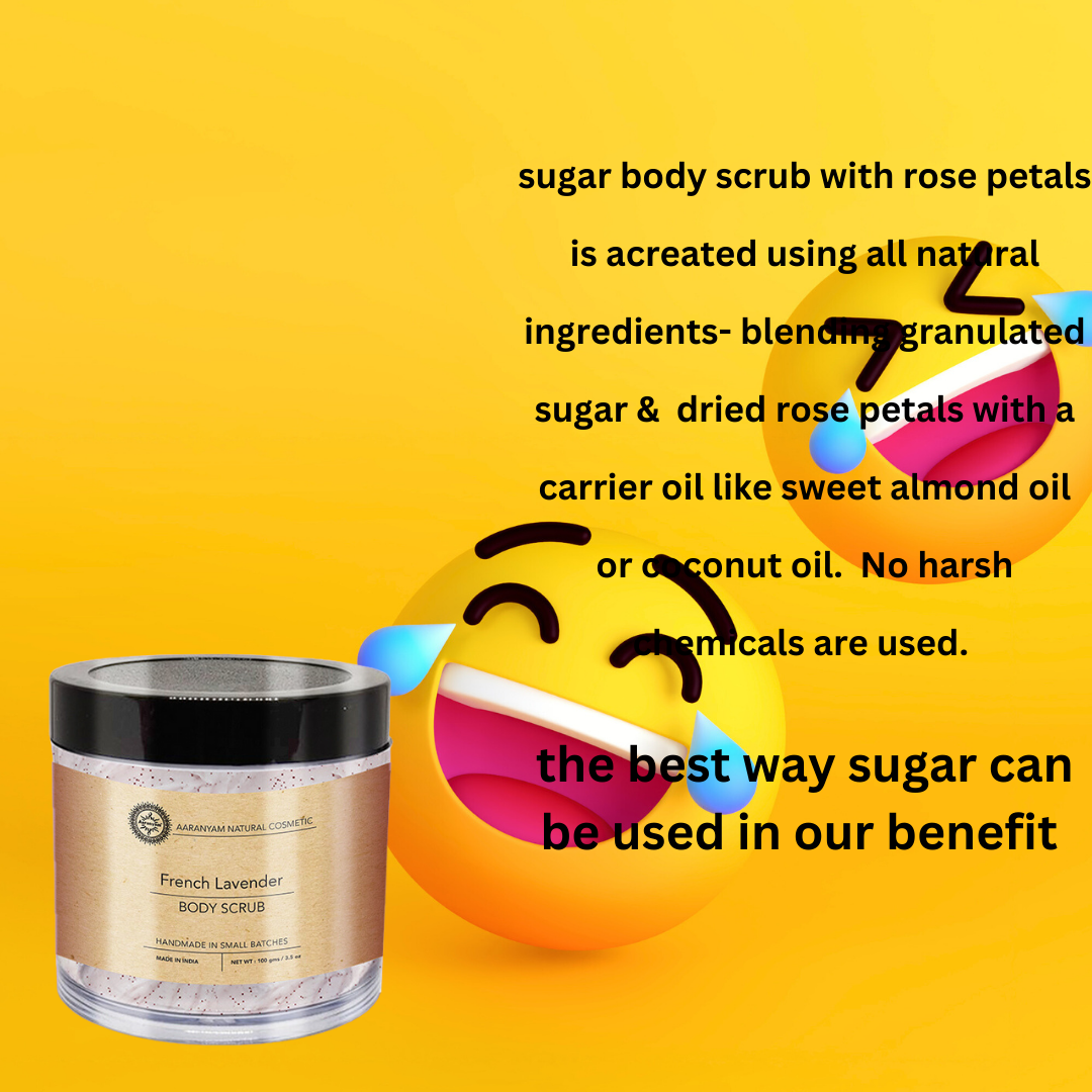 Aaranyam - Lavender Body Sugar Scrub for For Face &; Body for Men & Women Revitalizing Tan Removal Scrub | Cleanser Scrub For Deep Exfoliation | Dead Skin Remover Scrub | Blackhead Remover Scrub | Skin Brightening Lightening 120 g