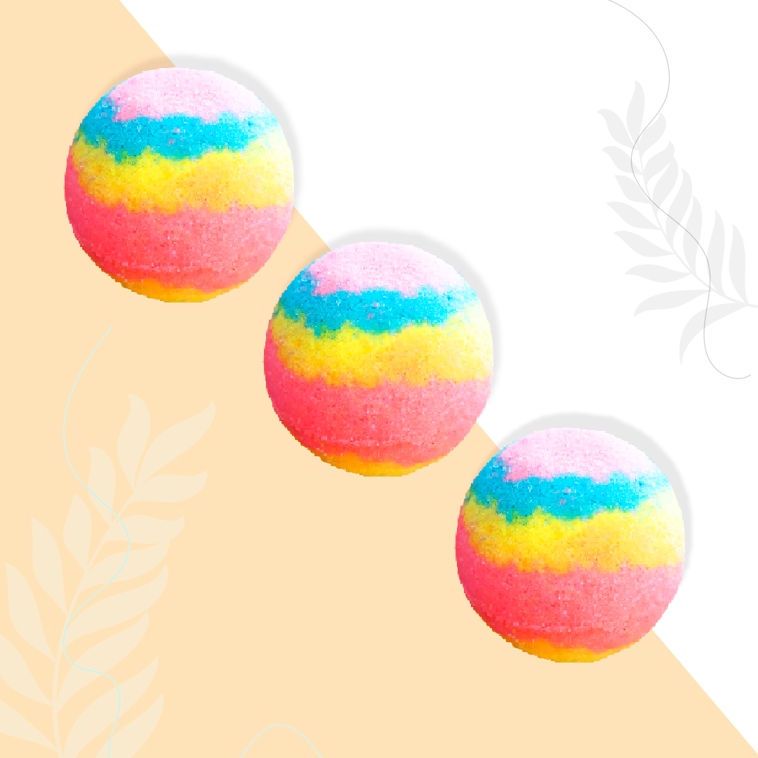 rainbow -strawberry Bath Bomb-Fizzy Aromatic Bath Bomb for kids (75g Each) - Pack of 3