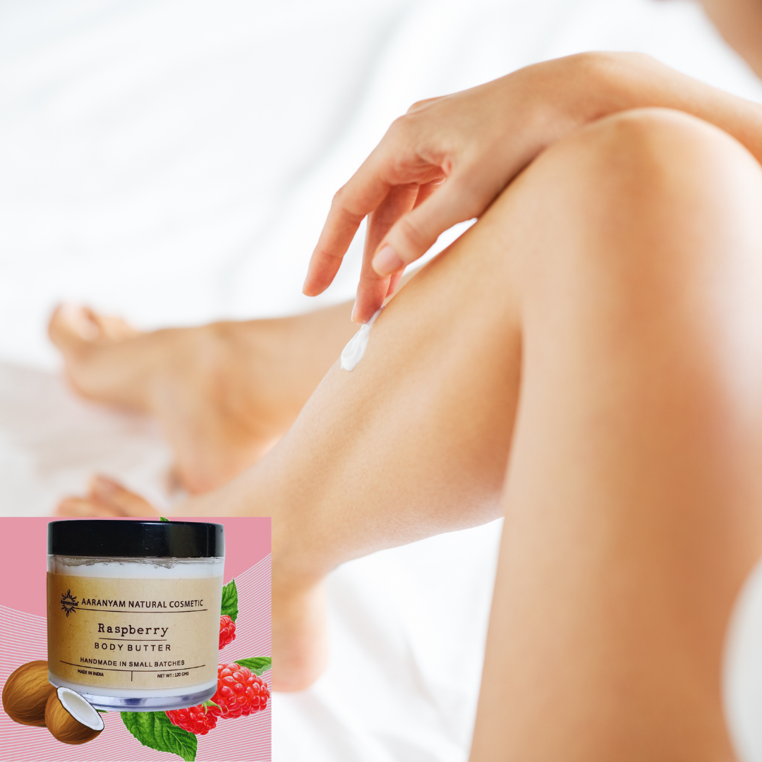 Aaranyam Raspberry Body Butter moisturizer cream - dry skin moisturizer with goodness of shea butter raw cocoa butter - Body Cream - winter cream For Women & Men, 120 g