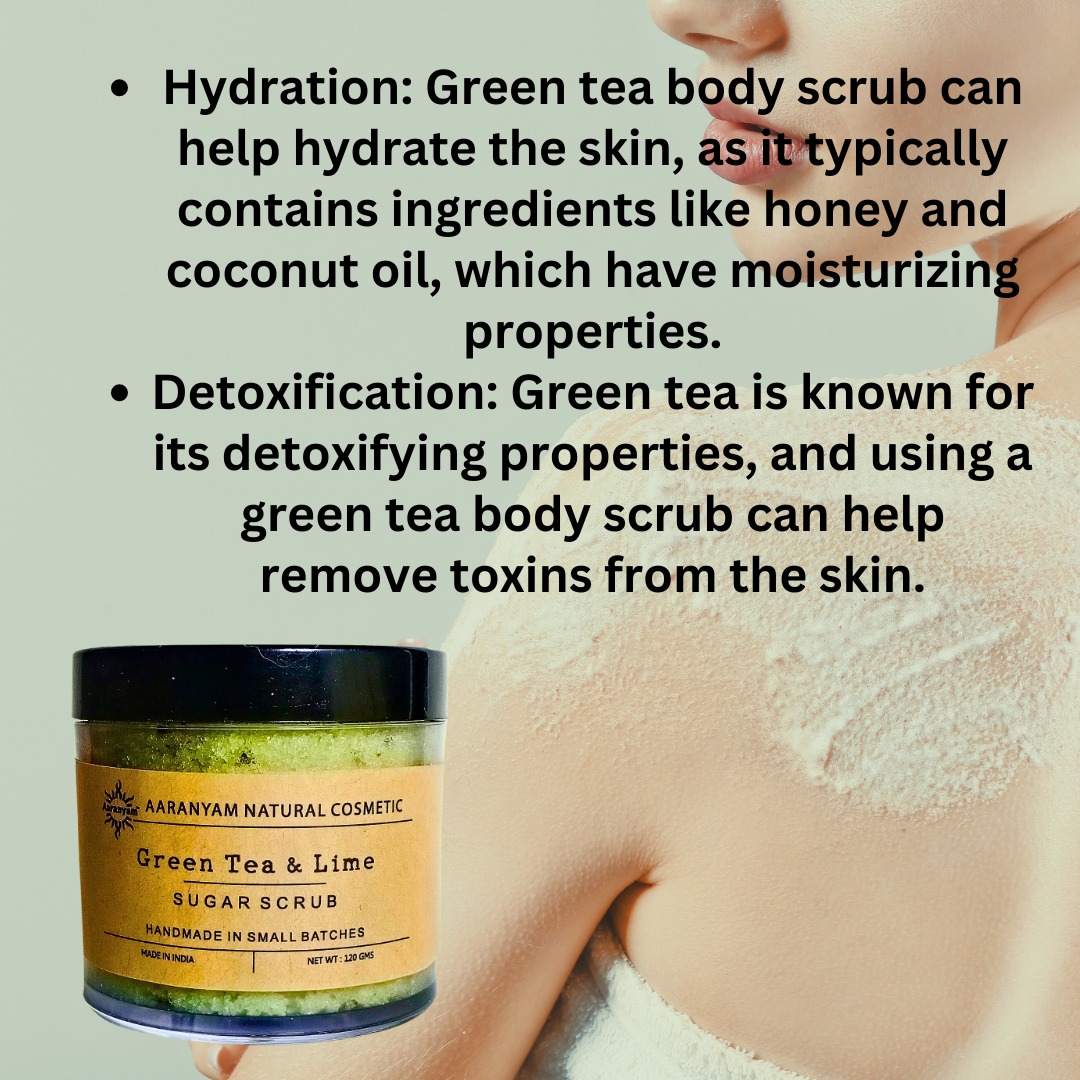 Aaranyam | Organic Natural | Green Tea & Lime Refreshing Sugar Scrub Men-Women, Boys-Girls-120 grams each