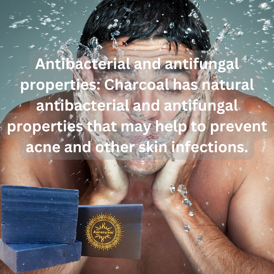 Aaranyam's Activated Charcoal Soap : (Pack of 2) Provides 99.9% Germ Protection and Deep Cleanses Skin prepared using pure vegetable oils and tea tree essential oil. - 100 gms each