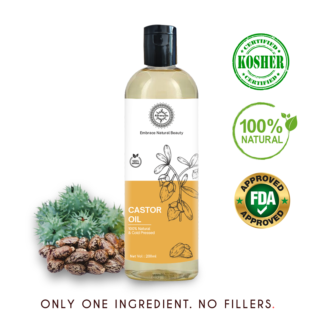 Pure and Natural Castor Oil for Hair and Skin Care - Cold Pressed and Chemical Free Moisturizer and Natural Remedy 200 ml Hydrates Dry Skin, Strengthens Nails & Lashes