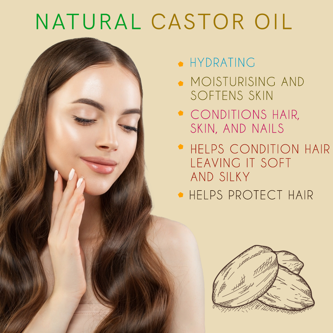 Pure and Natural Castor Oil for Hair and Skin Care - Cold Pressed and Chemical Free Moisturizer and Natural Remedy 200 ml Hydrates Dry Skin, Strengthens Nails & Lashes