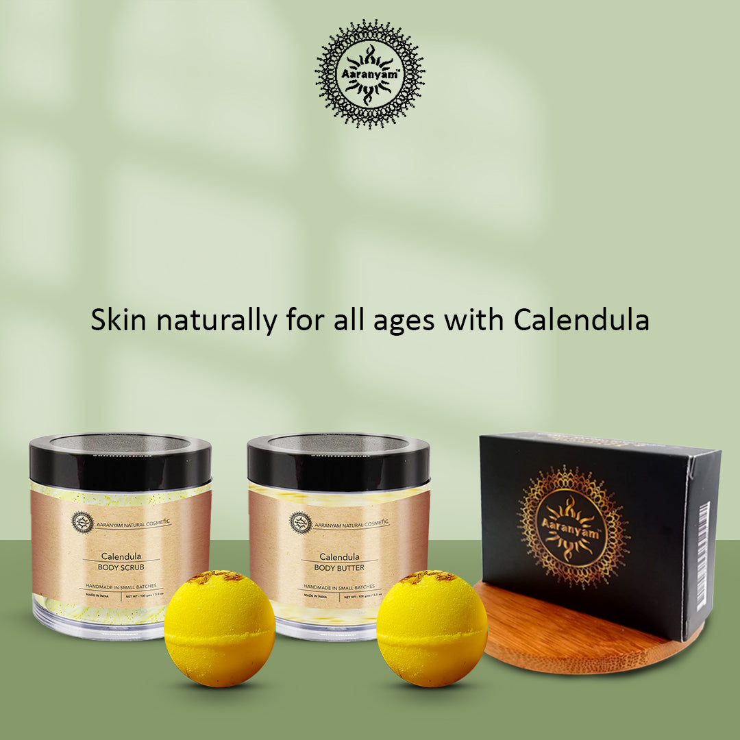 Callendulla bath bomb, Handmade organic soaps, Body butter, Sugar Scrub, wooden soap dish Luxury Bath - Home Spa Gift Set.
