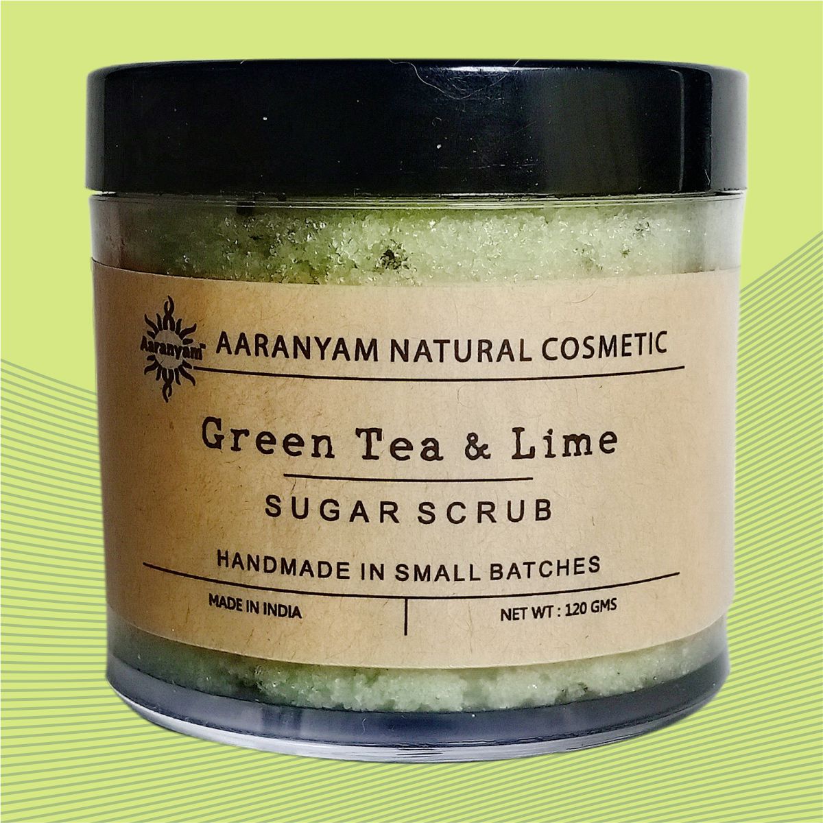 Aaranyam | Organic Natural | Green Tea & Lime Refreshing Sugar Scrub Men-Women, Boys-Girls-120 grams each
