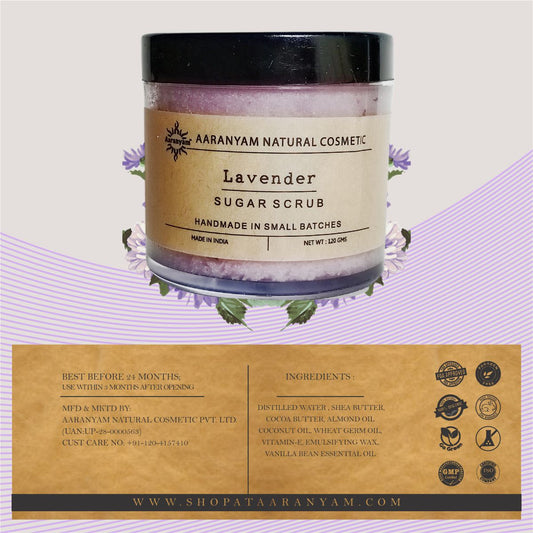 Lavender Sugar Scrub for For Face & Body for Men & Women Revitalizing Tan Removal Scrub | Cleanser Scrub For Deep Exfoliation | Dead Skin Remover Scrub | Blackhead Remover Scrub | Skin Brightening Lightening 120 g