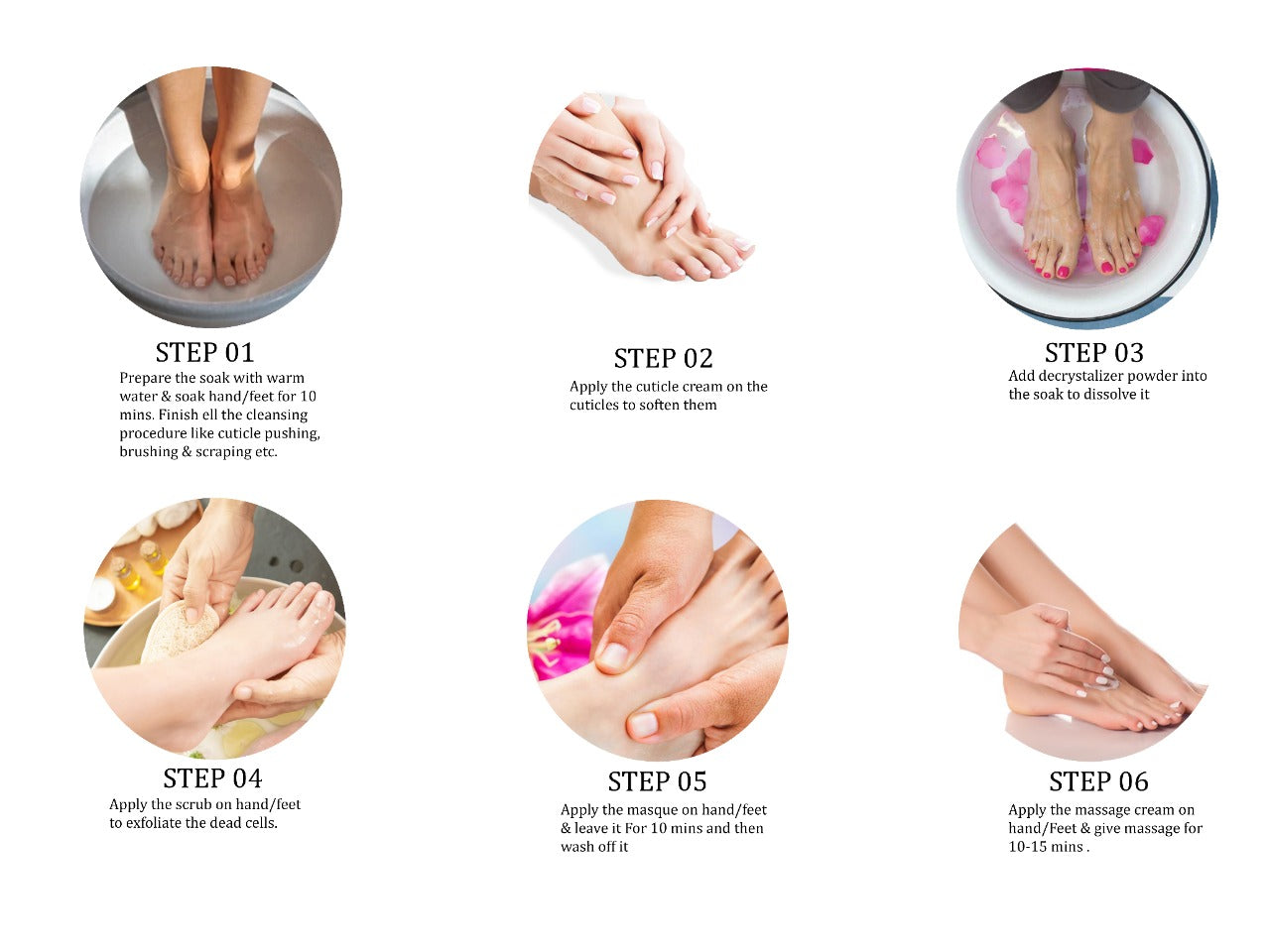 Instructions on how to use the Aaranyam Natural Pedicure Kit for best results