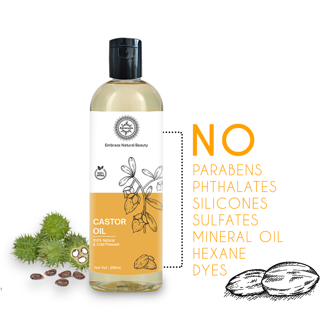 Pure and Natural Castor Oil for Hair and Skin Care - Cold Pressed and Chemical Free Moisturizer and Natural Remedy 200 ml Hydrates Dry Skin, Strengthens Nails & Lashes