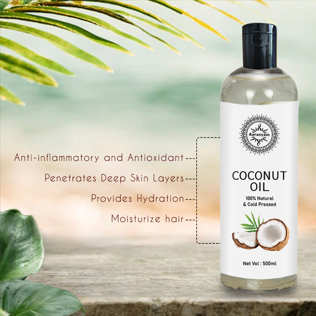 Organic Coconut Oil, Cold-Pressed - Natural Hair Oil, Skin Oil and Cooking Oil with Fresh Flavor, Non-GMO Unrefined Extra Virgin Coconut Oil 500 ml - one oil for skin care hair care and healthy lifestyle