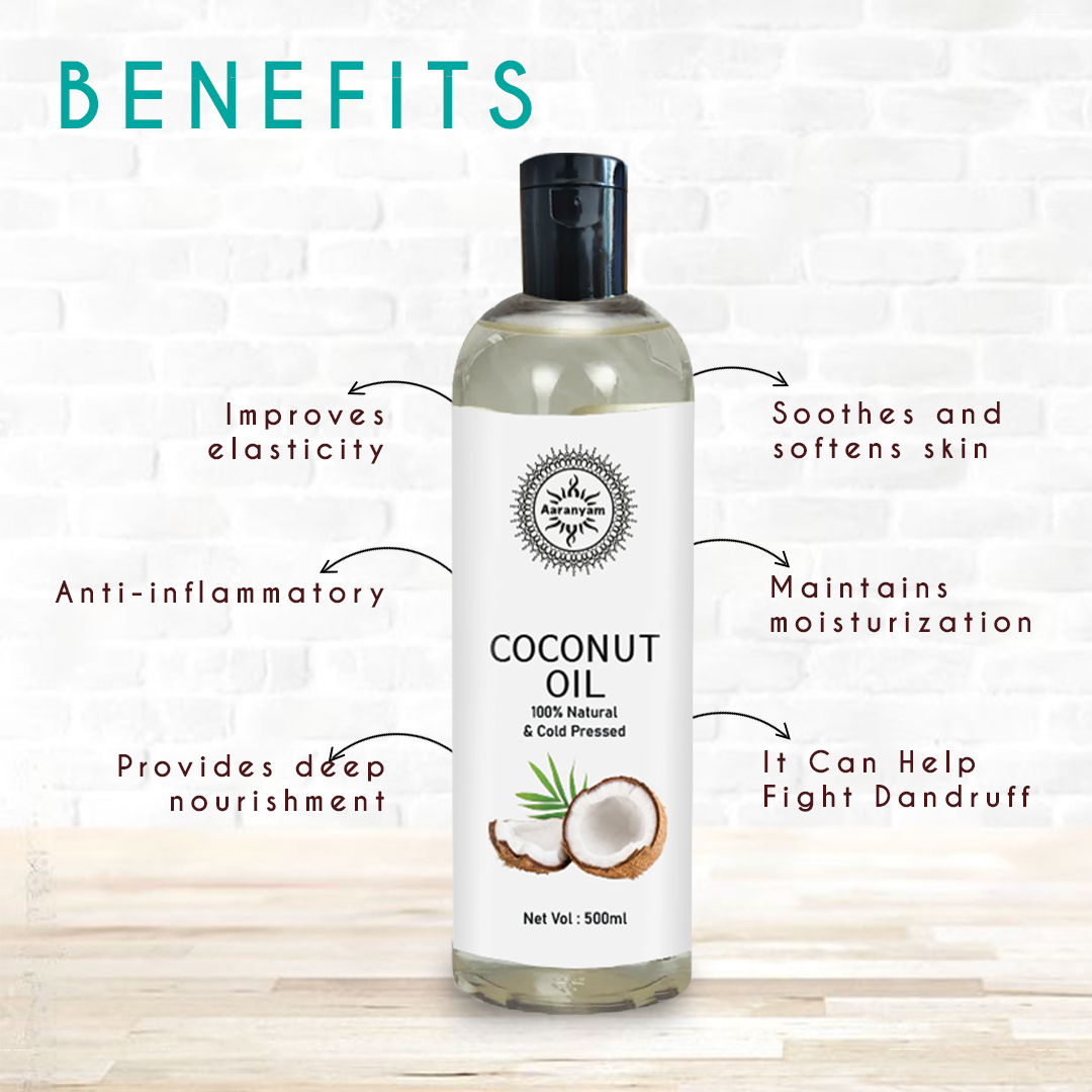 Organic Coconut Oil, Cold-Pressed - Natural Hair Oil, Skin Oil and Cooking Oil with Fresh Flavor, Non-GMO Unrefined Extra Virgin Coconut Oil 500 ml - one oil for skin care hair care and healthy lifestyle