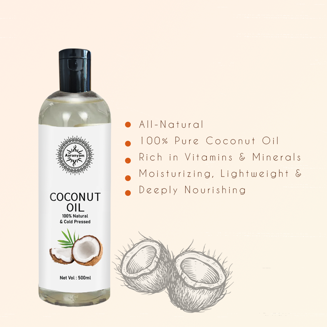 Organic Coconut Oil, Cold-Pressed - Natural Hair Oil, Skin Oil and Cooking Oil with Fresh Flavor, Non-GMO Unrefined Extra Virgin Coconut Oil 500 ml - one oil for skin care hair care and healthy lifestyle