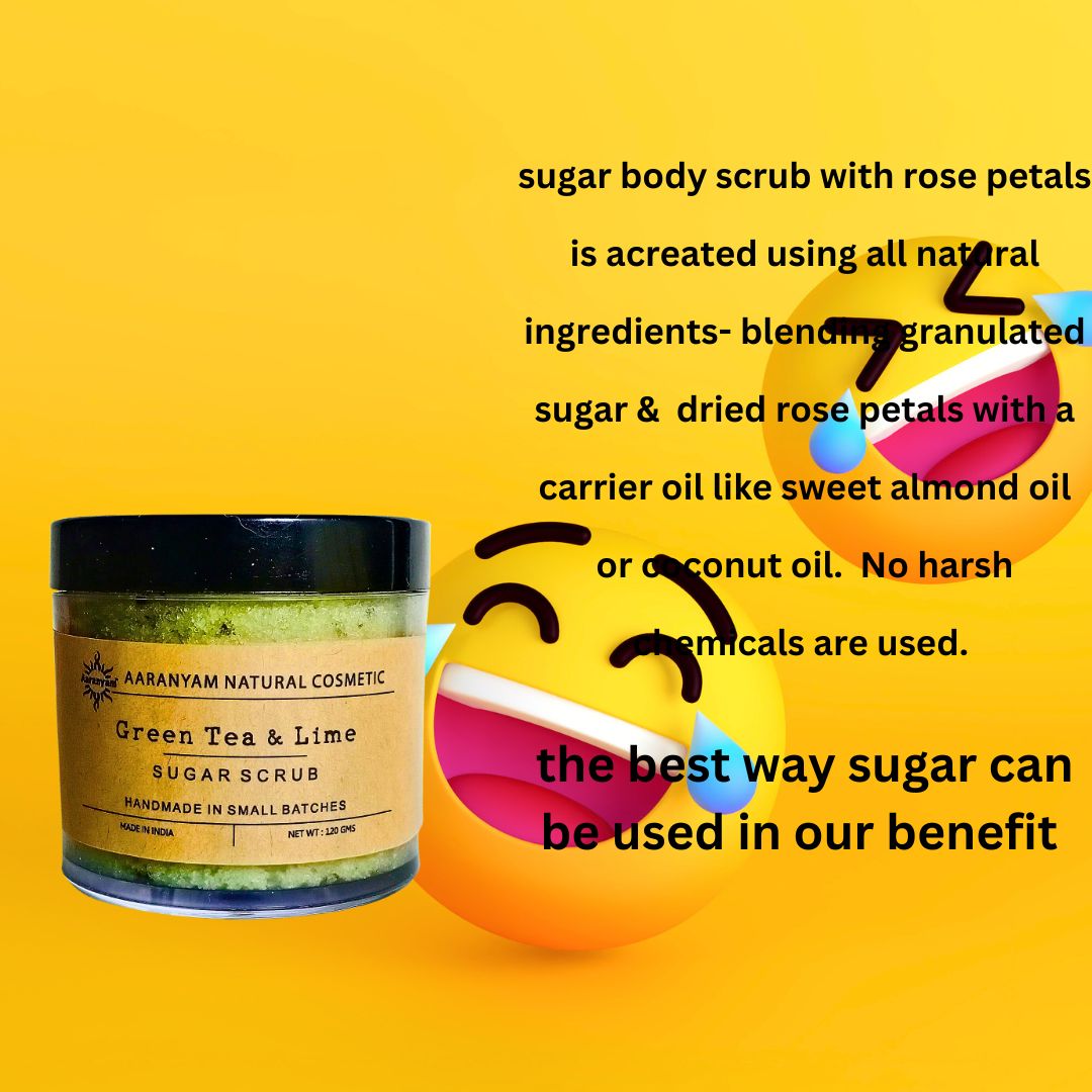 Aaranyam | Organic Natural | Green Tea & Lime Refreshing Sugar Scrub Men-Women, Boys-Girls-120 grams each