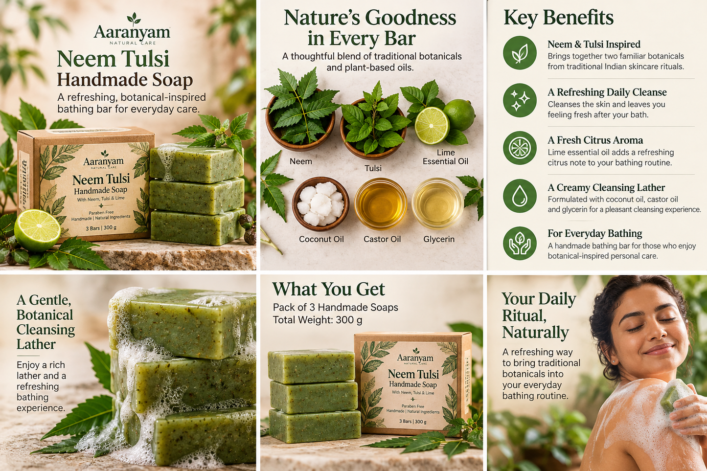 Aaranyam Neem Tulsi Handmade Soap – 100 gms each