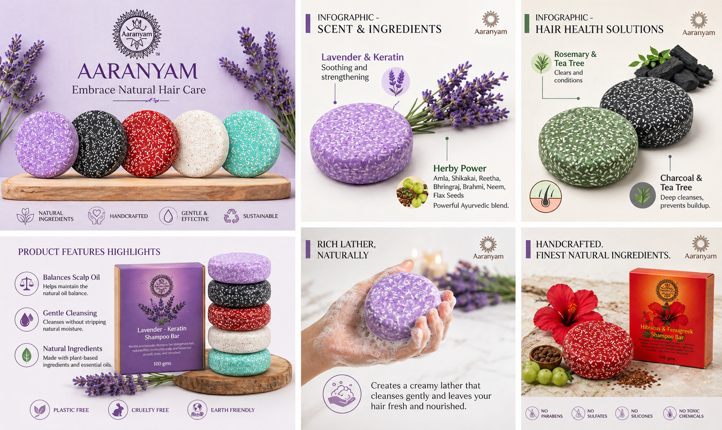 Aaranyam | Herby Power shampoo bar with the goodness of Turmeric bhrigraj Brahmi Amla Shikakai, Neem Reetha and flaxseed Extract known for its hair strengthening properties - 100g for men women traveling friendly