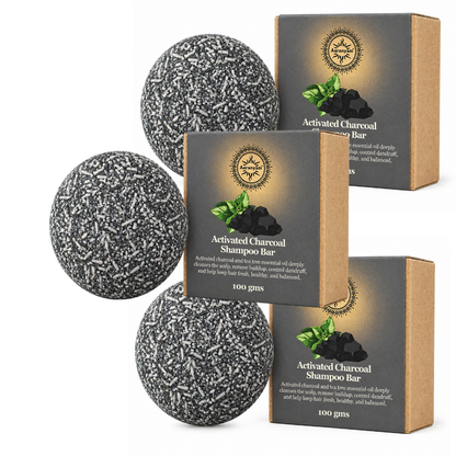 Detoxing Charcoal Shampoo Bar for Men-Women Castor oil & Tea tree essential oil Shampoo Bar for extra oily Hair, 100% Biodegradable - 100g…
