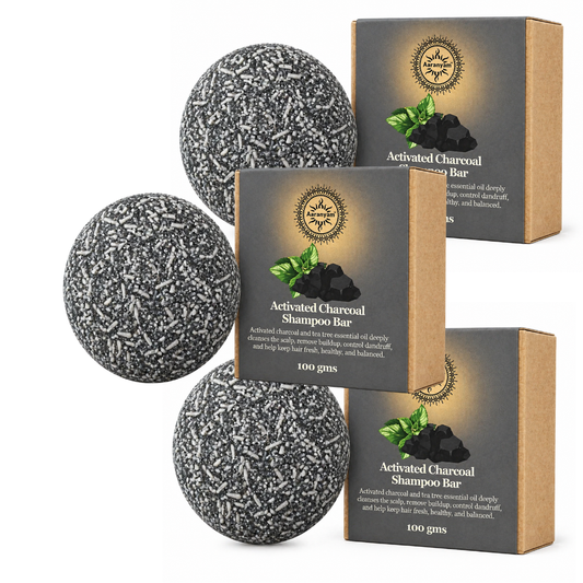 Detoxing Charcoal Shampoo Bar for Men-Women Castor oil & Tea tree essential oil Shampoo Bar for extra oily Hair, 100% Biodegradable - 100g…