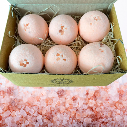Pink Himalayan salt Bath Bomb-Fizzy Aromatic Bath Bomb (75g Each) - Pack of - 6