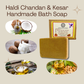 Aaranyam Haldi Chandan & Kesar Handmade Bath Soap (300 Gms Pack Of 3) Turmeric, Sandalwood & Saffron Magic Soaps For Bath | Paraben Free | | Handmade Soaps For Men & Women