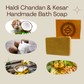 Aaranyam Haldi Chandan & Kesar Handmade Bath Soap (300 Gms Pack Of 3) Turmeric, Sandalwood & Saffron Magic Soaps For Bath | Paraben Free | | Handmade Soaps For Men & Women