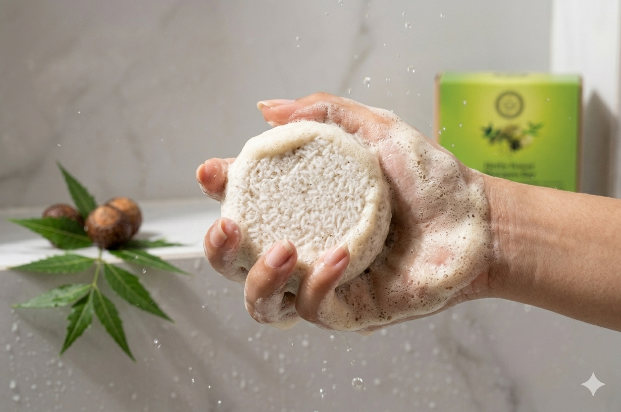 Aaranyam | Herby Power shampoo bar with the goodness of Turmeric bhrigraj Brahmi Amla Shikakai, Neem Reetha and flaxseed Extract known for its hair strengthening properties - 100g for men women traveling friendly