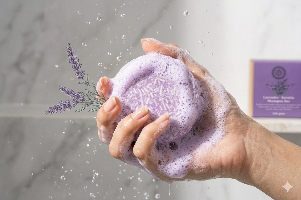 Extra Shine - Lavender Shampoo Bar (Pack of 3) Enriched with Argan oil - shampoo bar 100g A great shampoo bar Deeply conditioning & Nourshing resulting Extra Shiny Hair
