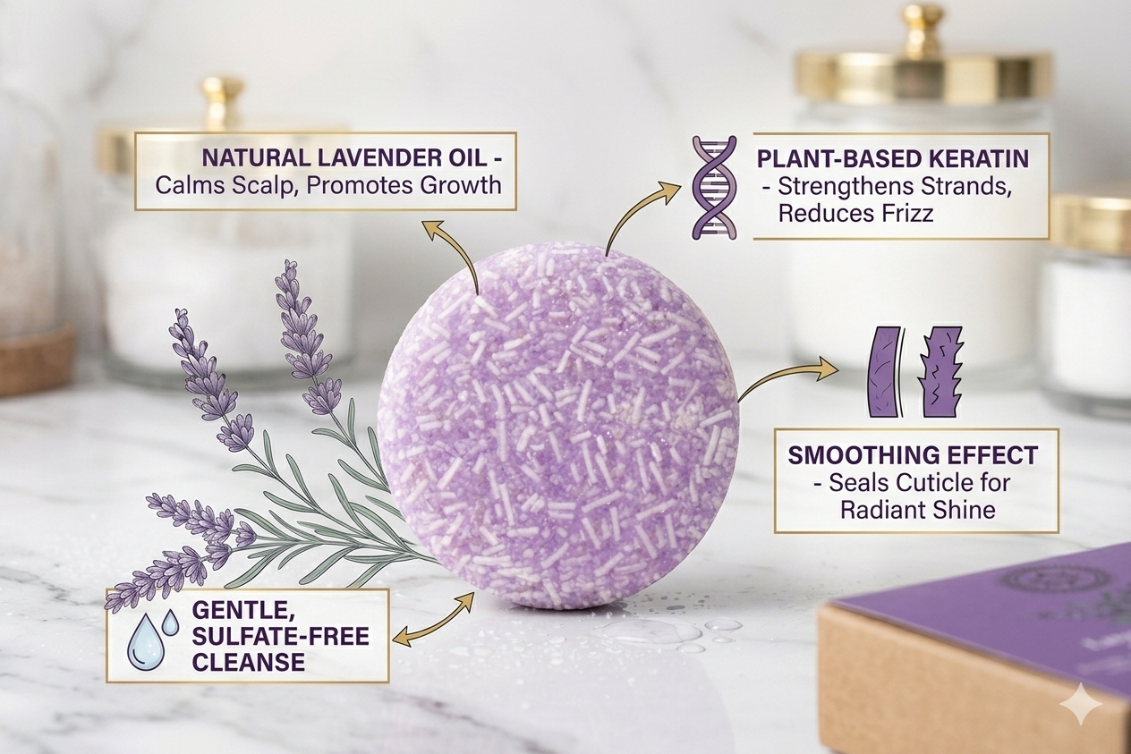 Extra Shine - Lavender Shampoo Bar (Pack of 3) Enriched with Argan oil - shampoo bar 100g A great shampoo bar Deeply conditioning & Nourshing resulting Extra Shiny Hair