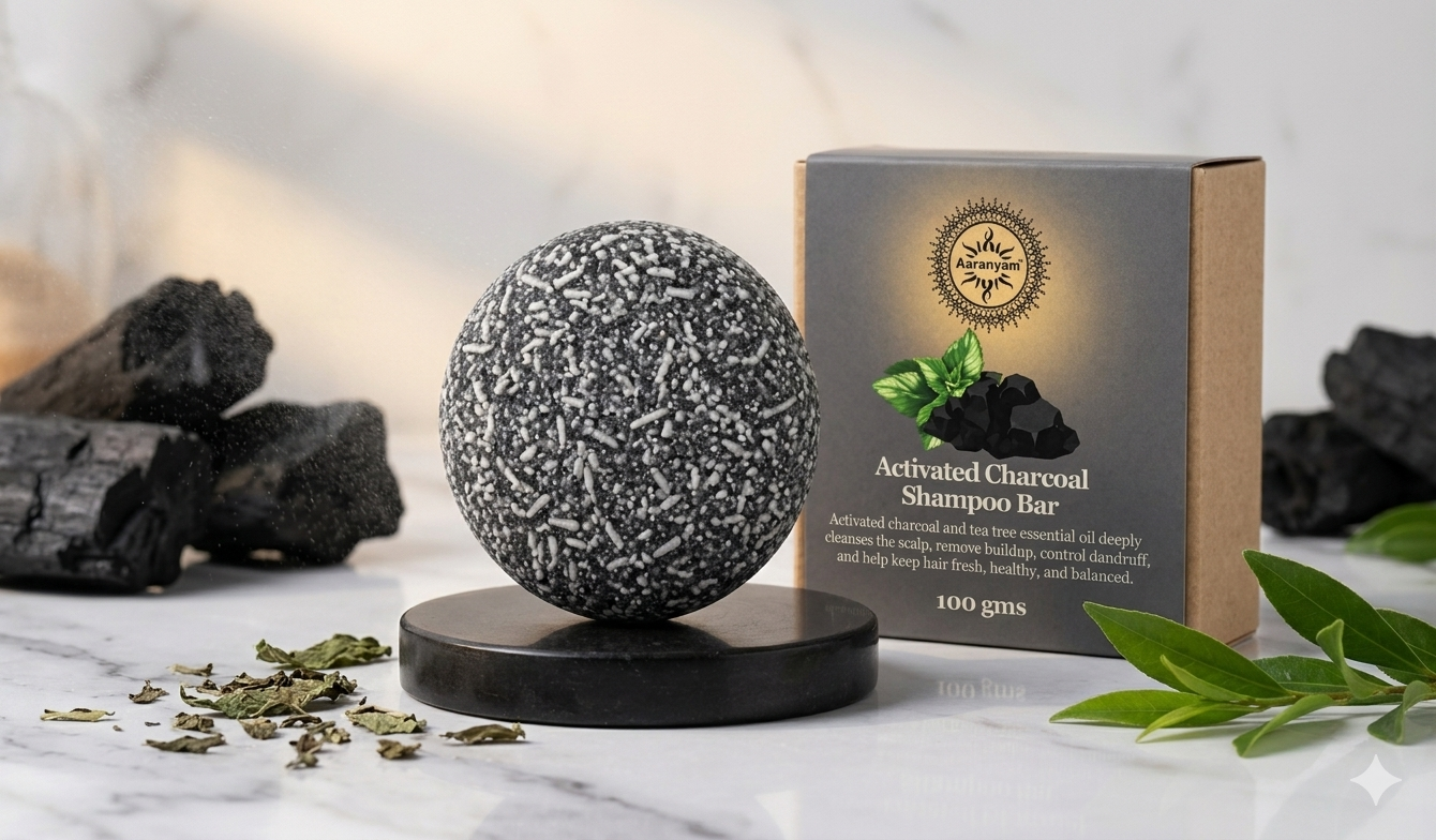 Detoxing Charcoal Shampoo Bar for Men-Women Castor oil & Tea tree essential oil Shampoo Bar for extra oily Hair, 100% Biodegradable - 100g…