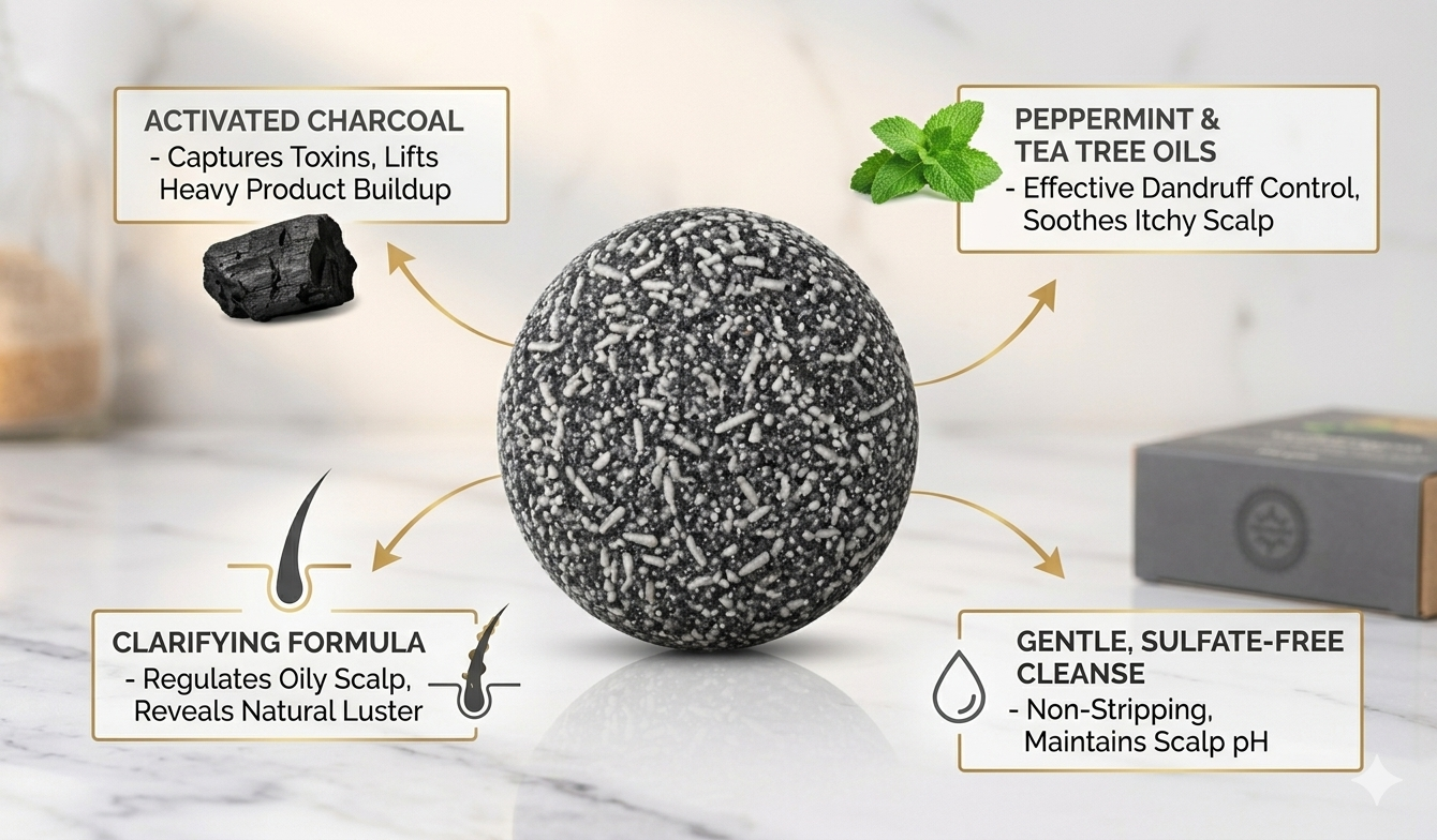 Detoxing Charcoal Shampoo Bar for Men-Women Castor oil & Tea tree essential oil Shampoo Bar for extra oily Hair, 100% Biodegradable - 100g…