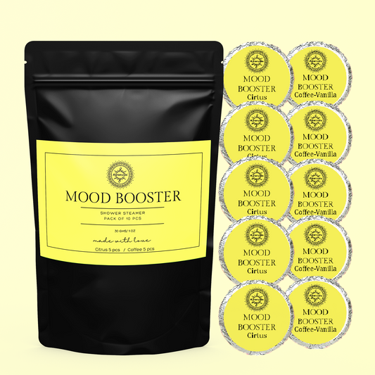 Aaranyam MOOD BOOSTER Aromatherapy Shower Steamers - 10 Tablets (1oz each), Citrus & Coffee Shower Bombs with Essential Oils for Stress Relief, Self Care, Relaxation. Perfect for Women, Men, Moms.